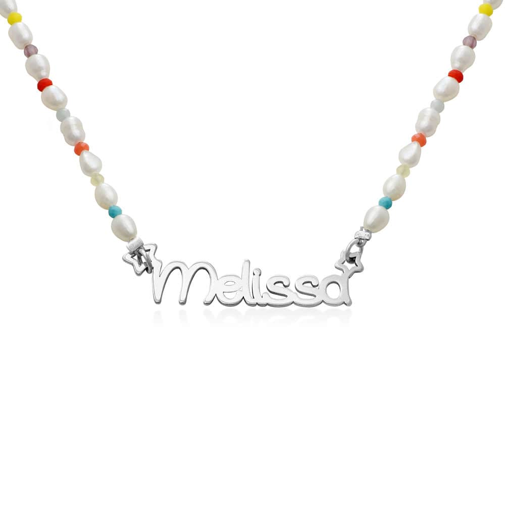 Pearl Candy Girls Name Necklace in Sterling Silver product photo