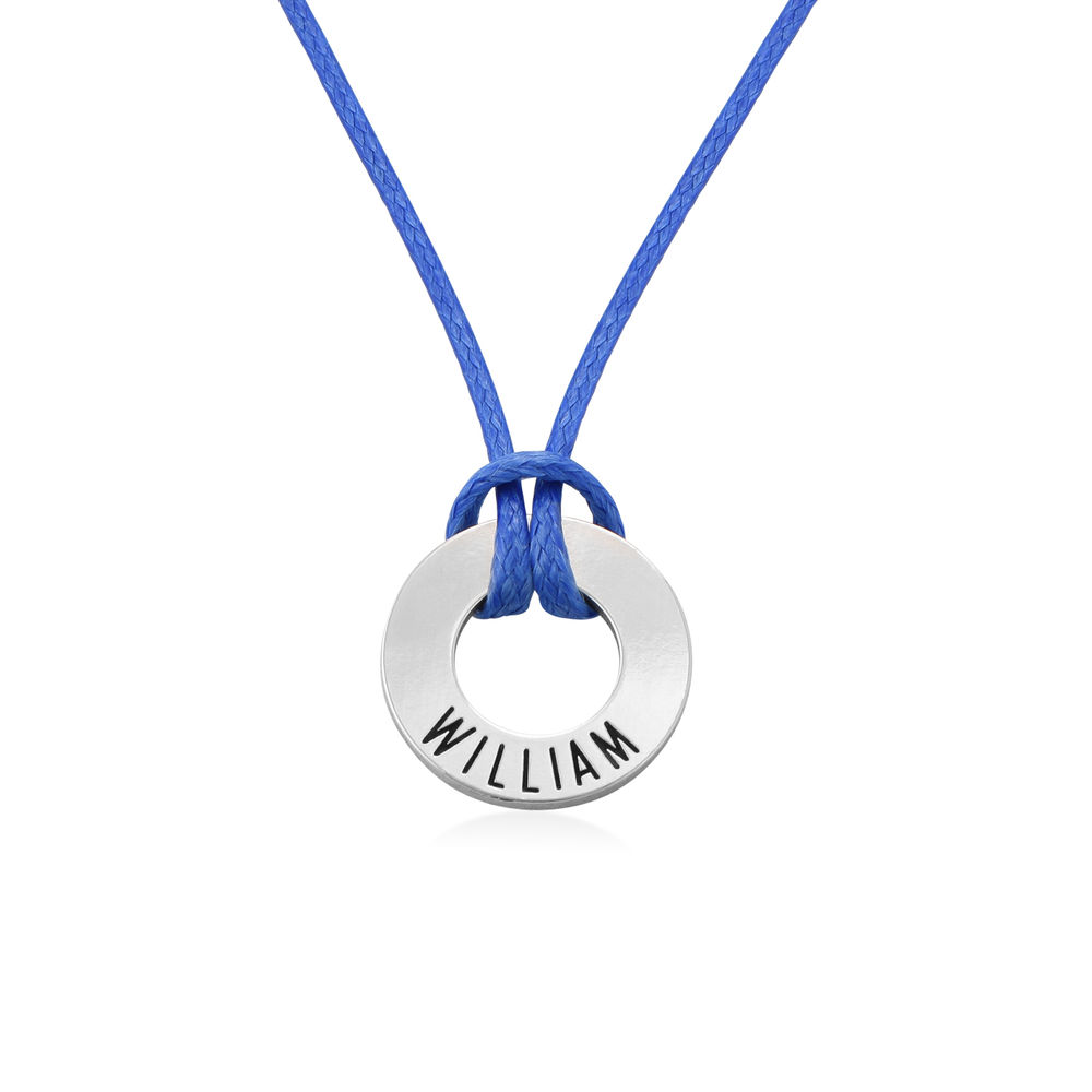 Boys ID Wax Cord Necklace in Sterling Silver