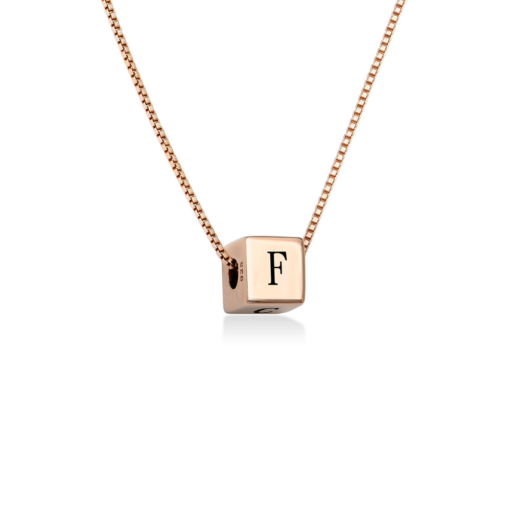 Blair Initial Cube Necklace in Rose Gold Plating - 1 product photo
