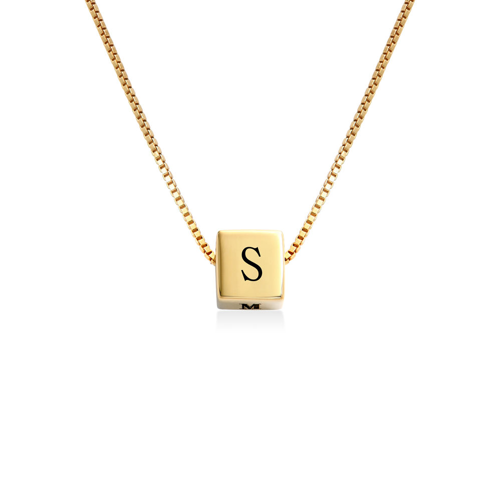 Blair Initial Cube Necklace in Gold Vermeil