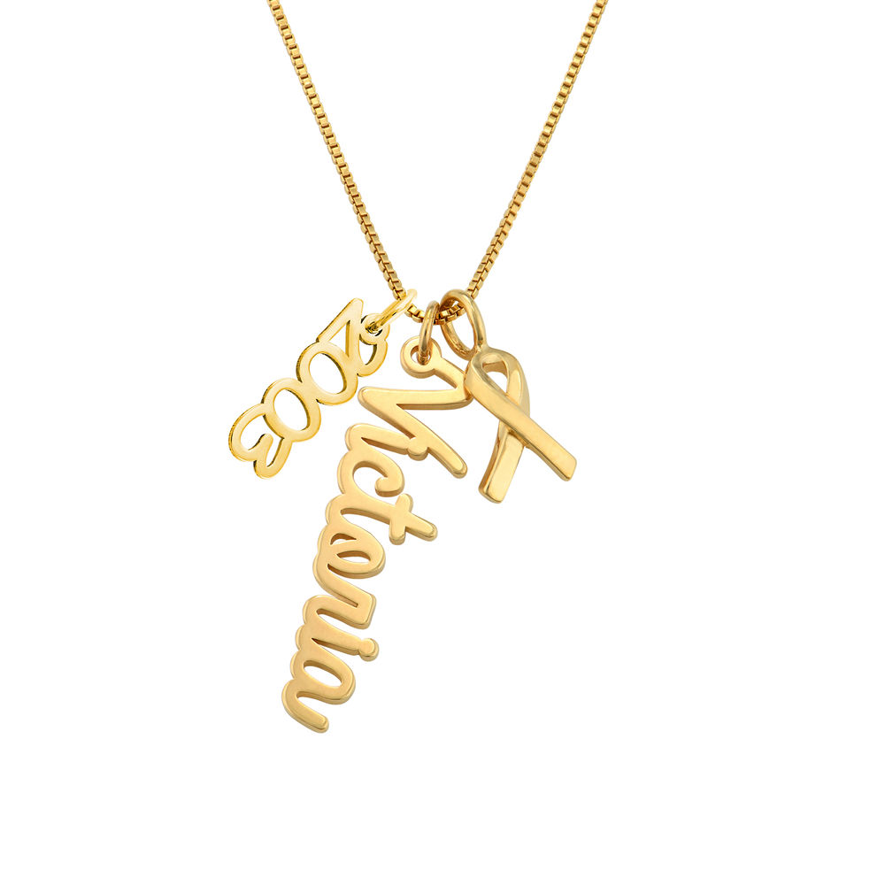 Breast Cancer Awareness Name Necklace in Gold Vermeil - 1