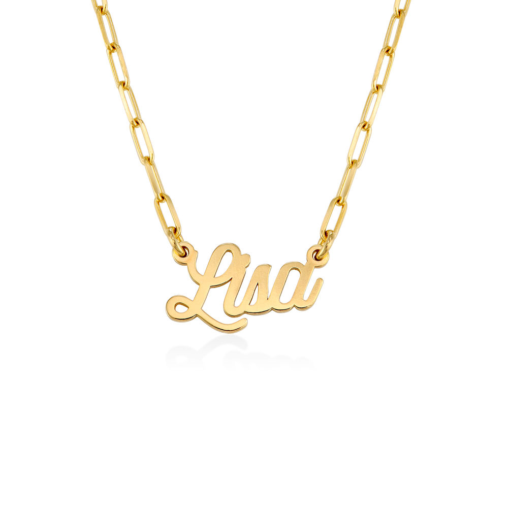 Chain Link Script Name Necklace in Gold Plated Sterling Silver
