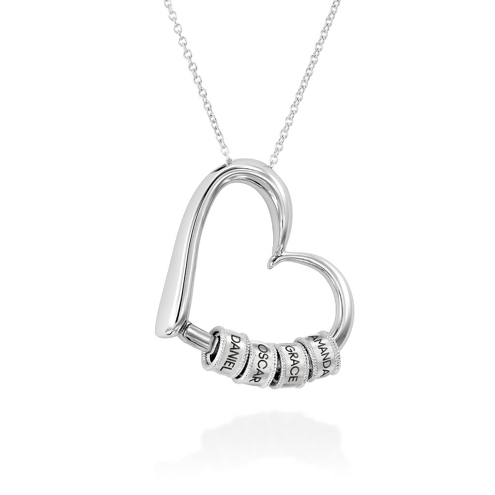 Charming Heart Necklace with Engraved Beads in Sterling Silver - 2 product photo