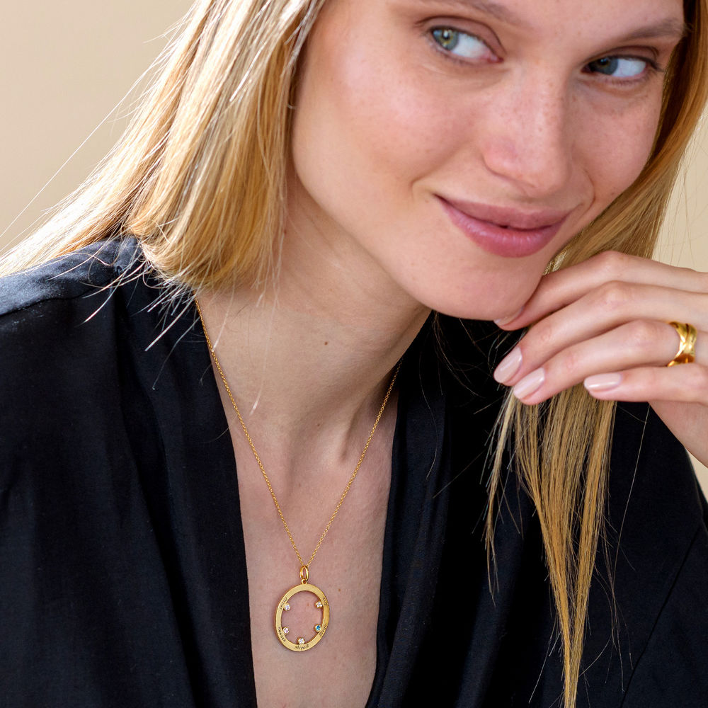 The Family Circle Necklace with Birthstones in Gold Vermeil - 2 product photo