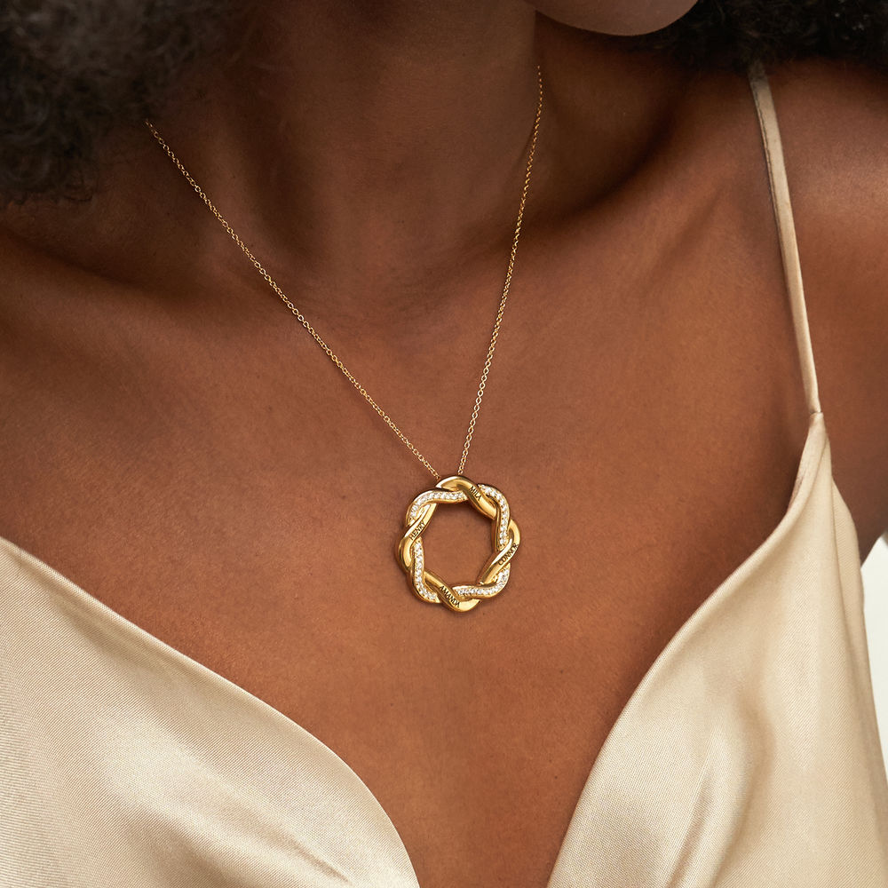 Custom Twist Flower Necklace with Zirconia in 18k Gold Vermeil - 3 product photo