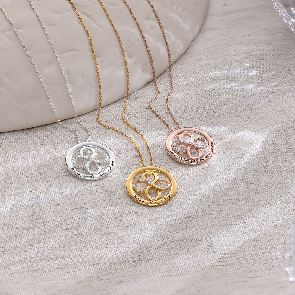 Double Infinity Circle Necklace with Zirconia in 18k Gold Vermeil - 1 product photo