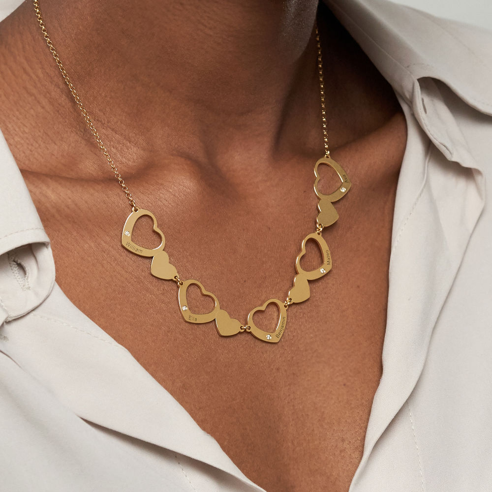 Multi-Heart Diamond Necklace in 18K Gold Vermeil - 2