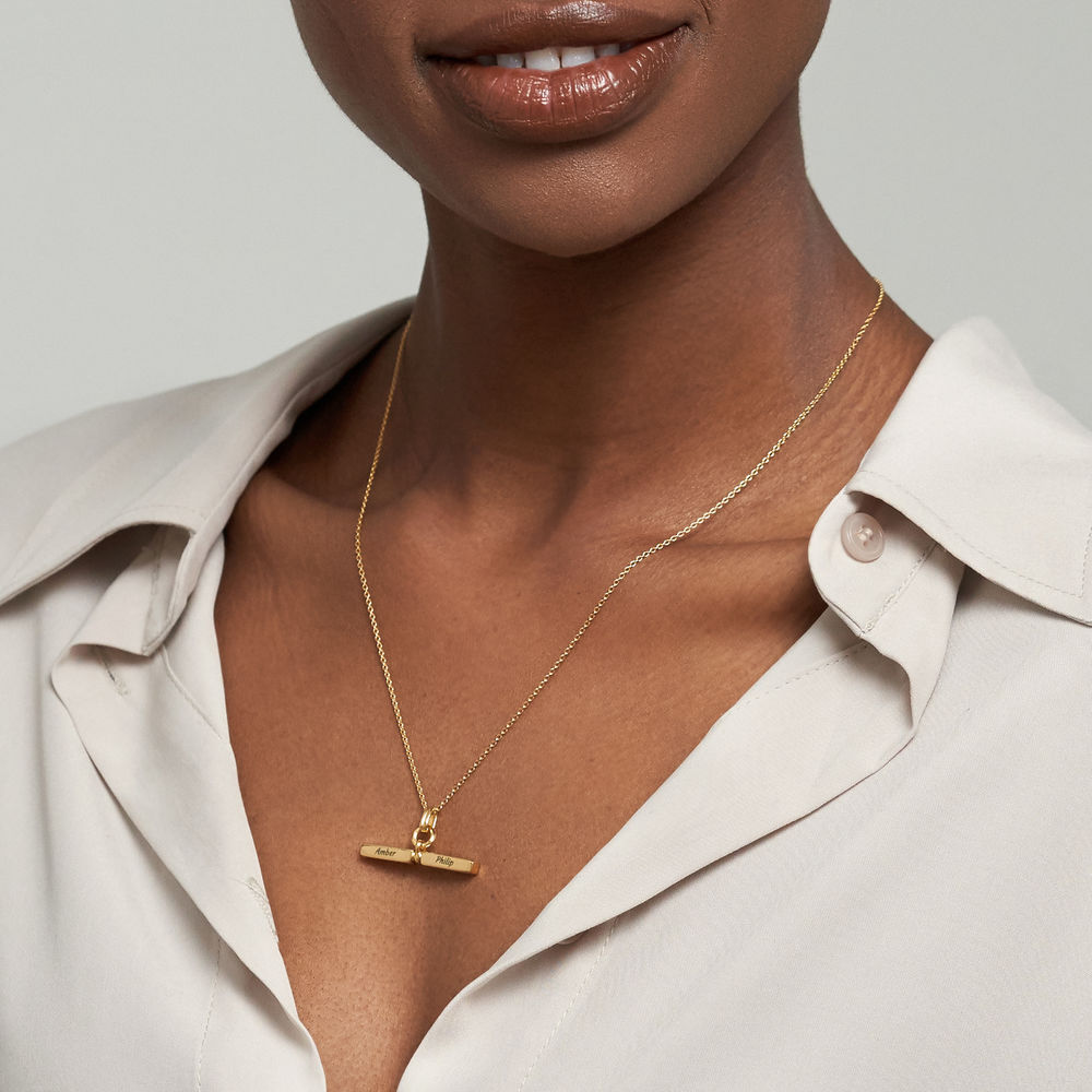 MYKA T-Bar Necklace in 18k Gold Vermeil - 3 product photo