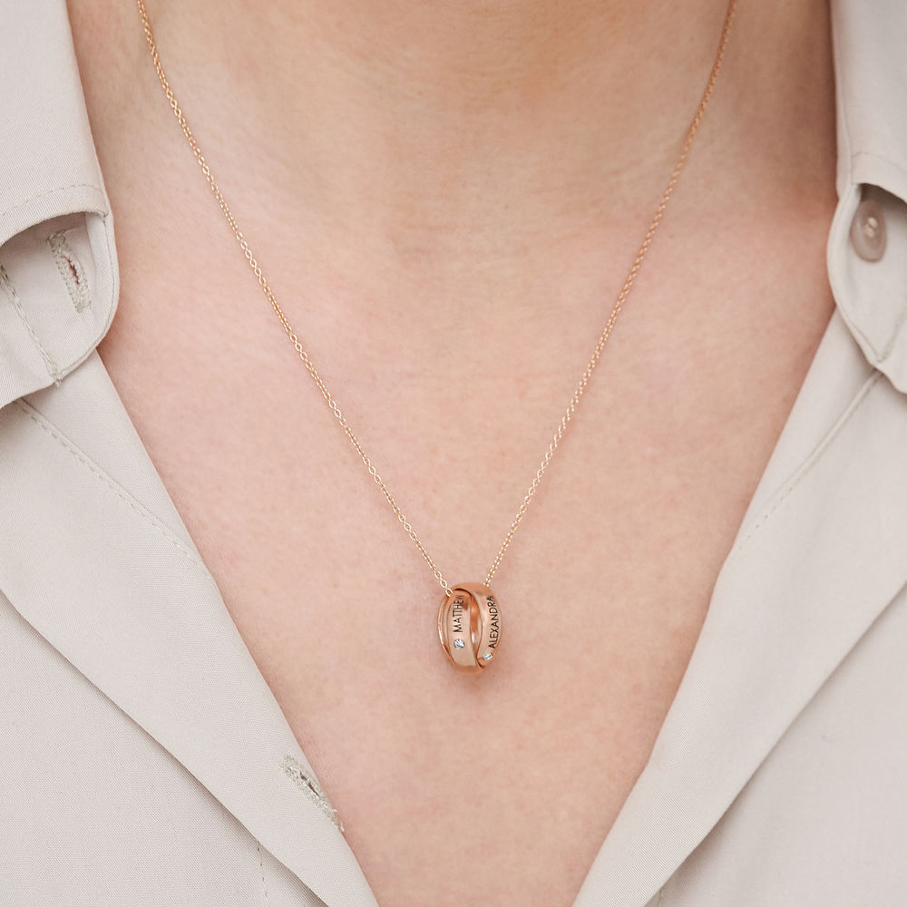 Duo Diamond Trinity Necklace in 18k Rose Gold Plating - 2 product photo