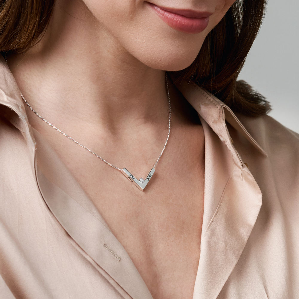 MYKA Diamond V-Necklace in Sterling Silver - 3 product photo