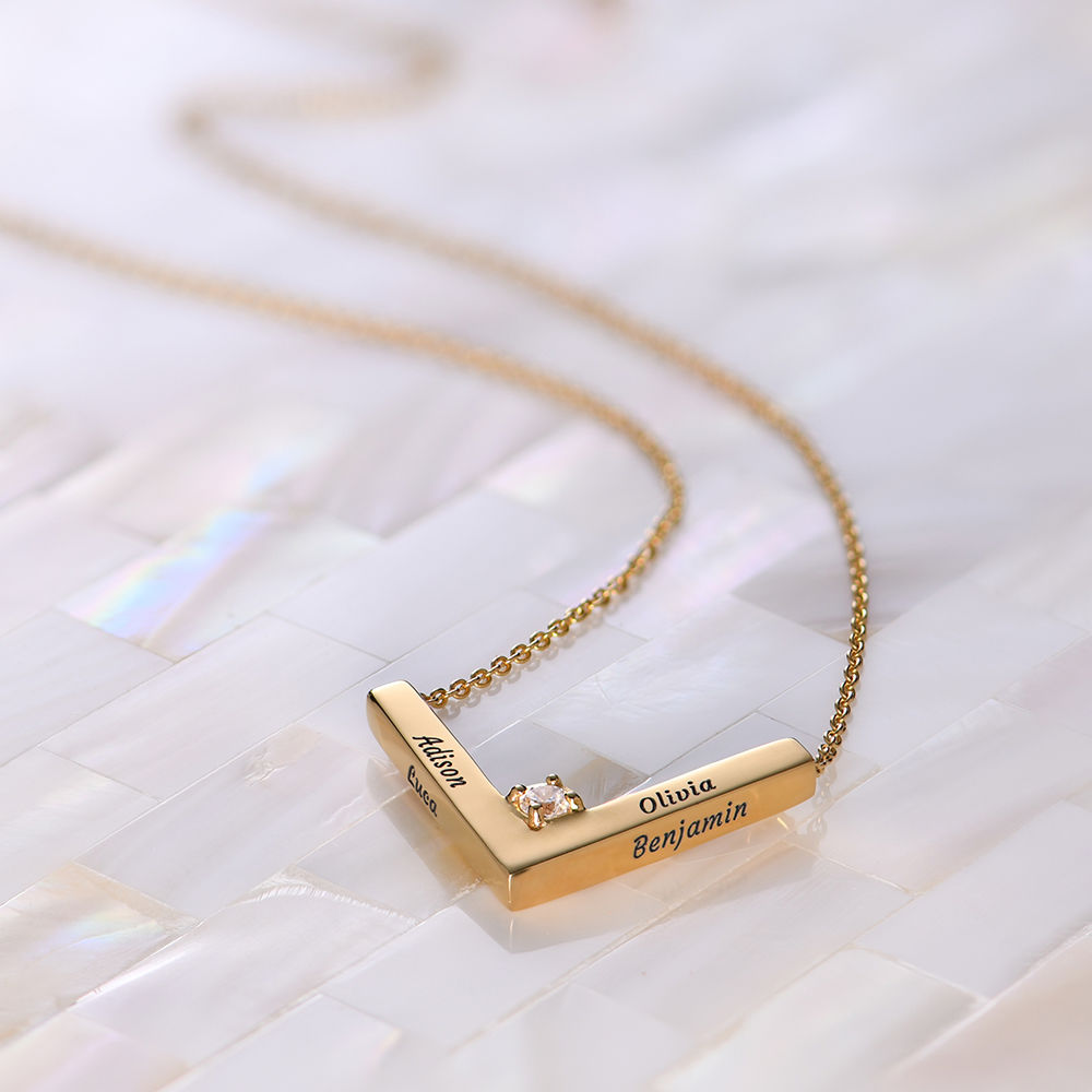 MYKA Diamond V-Necklace in 18k Gold Plating - 2 product photo