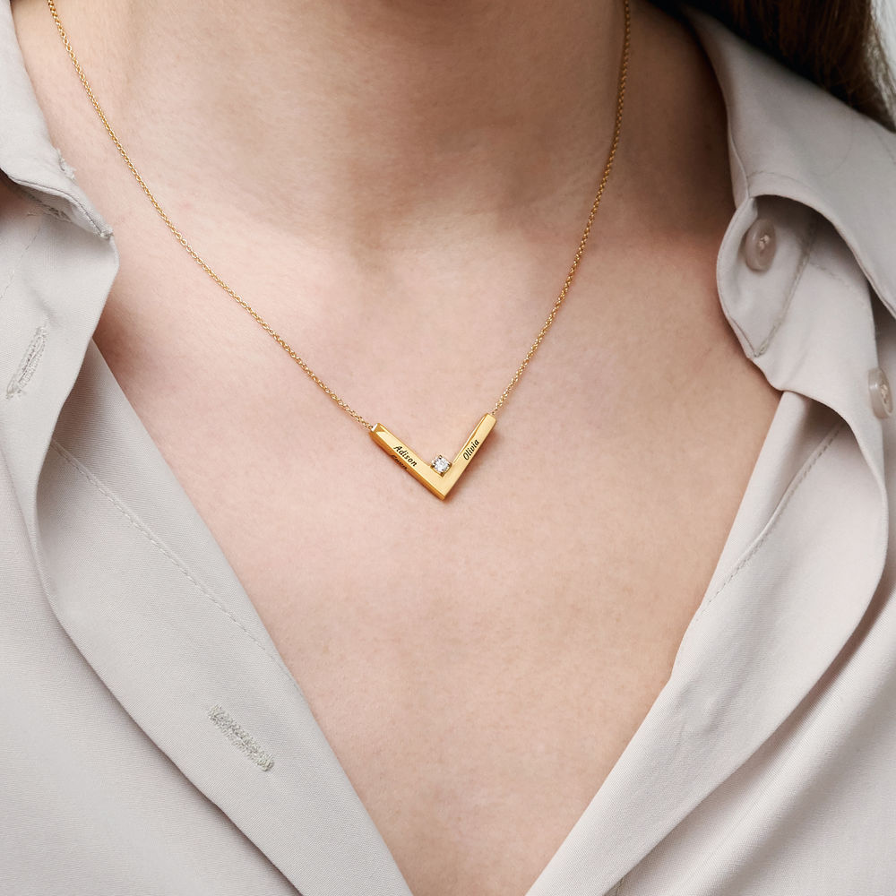 MYKA Diamond V-Necklace in 18k Gold Plating - 4 product photo