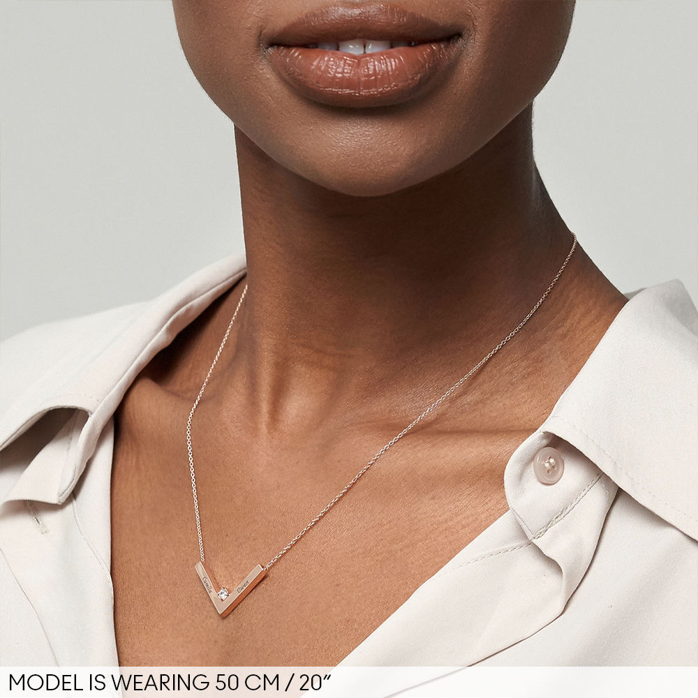 MYKA Diamond V-Necklace in 18k Rose Gold Plating - 3 product photo