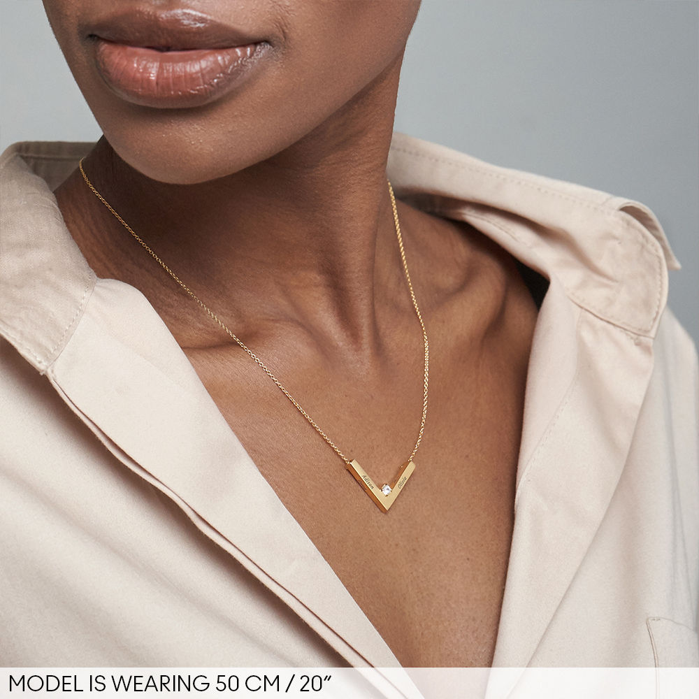 MYKA Diamond V-Necklace in 18k Gold Vermeil - 3 product photo