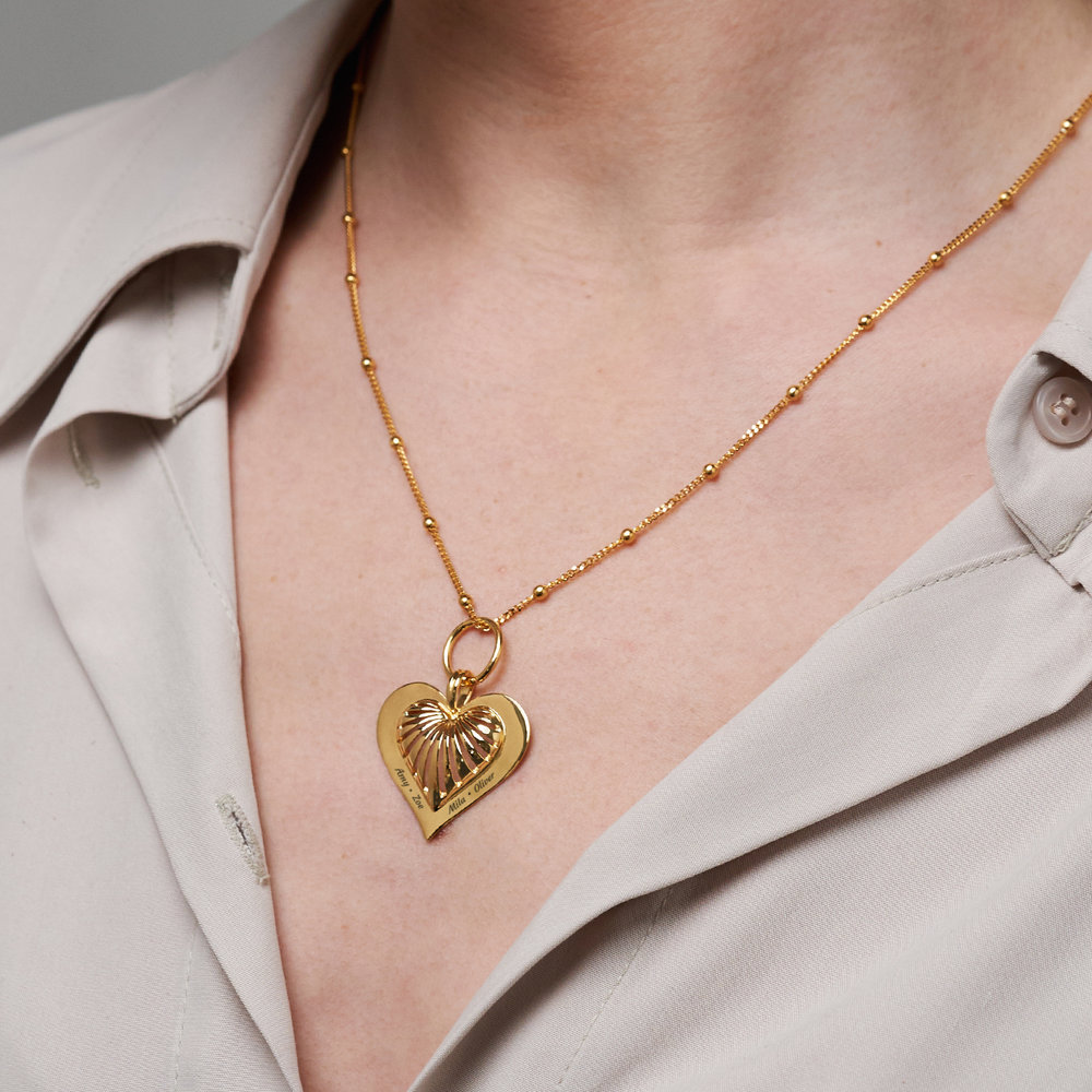 3D Heart Necklace in 18k Gold Plating - 2