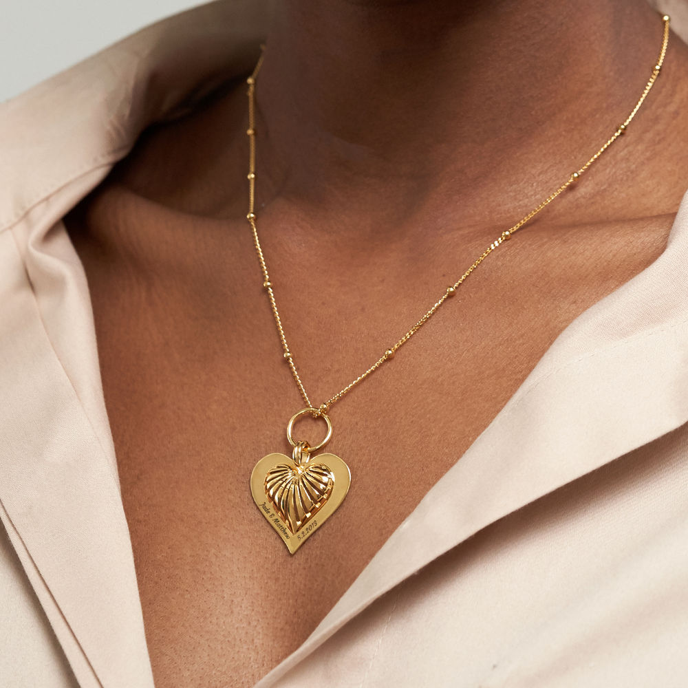 3D Heart Necklace in 18k Gold Vermeil - 2 product photo