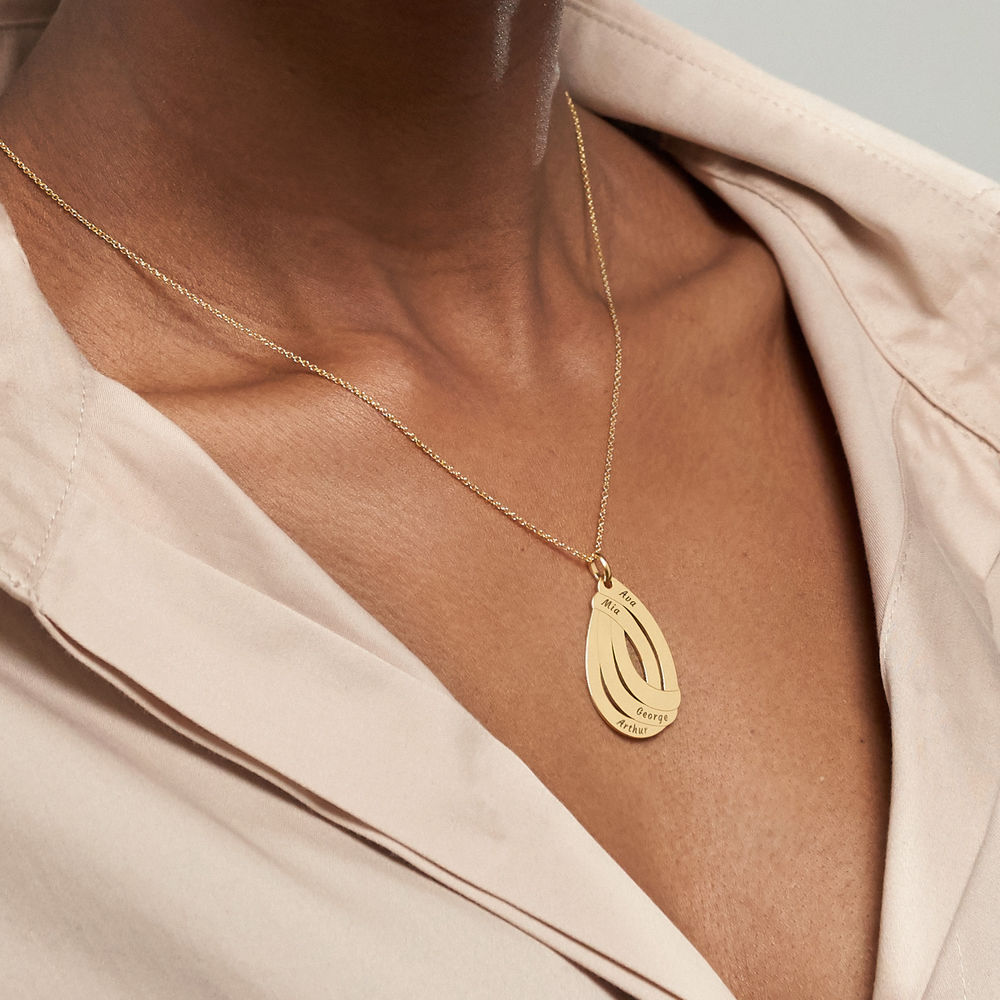 Engraved Drop Necklace in 18k Gold Plating - 2 product photo