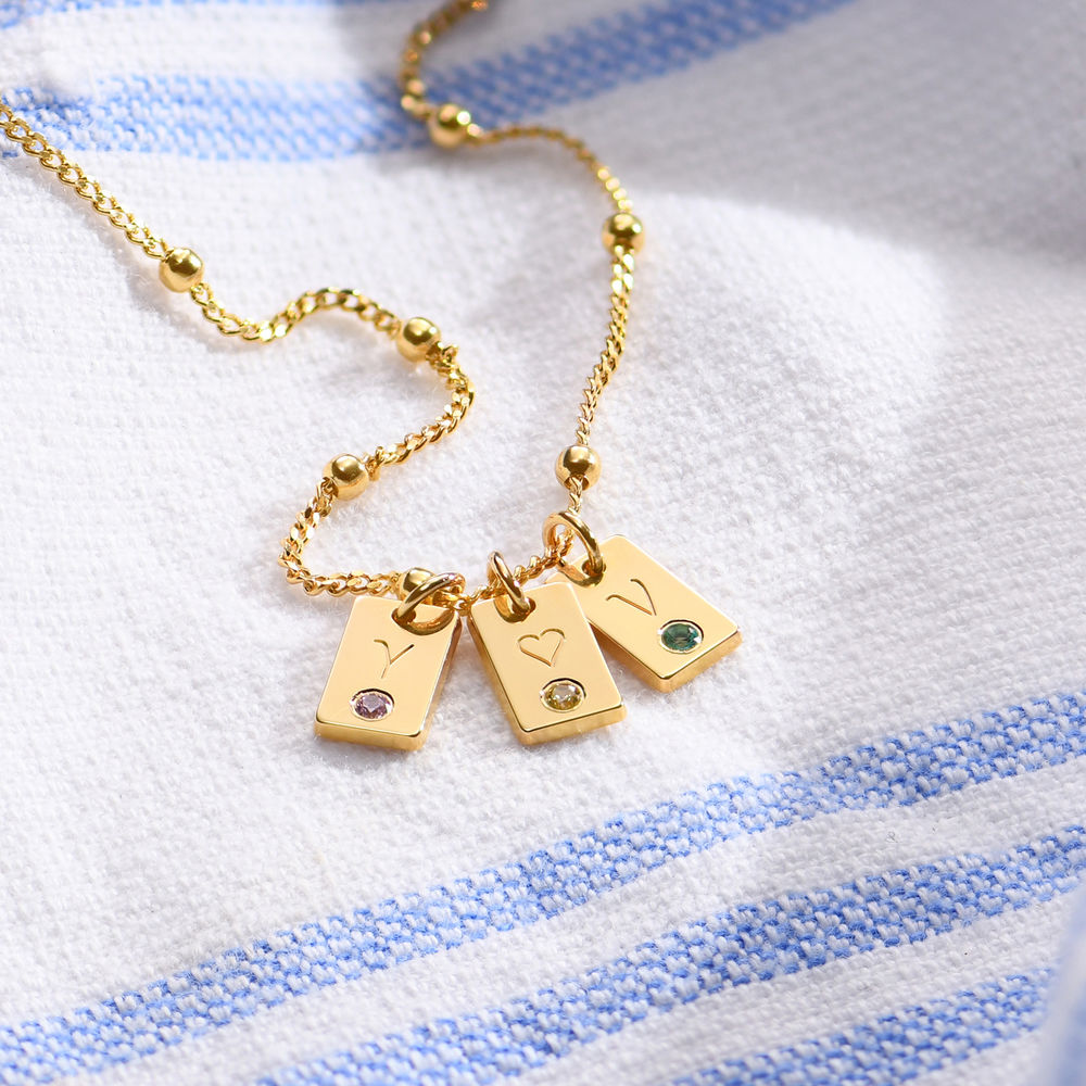 Initial Birthstone Tag Necklace in Vermeil  - 1 product photo