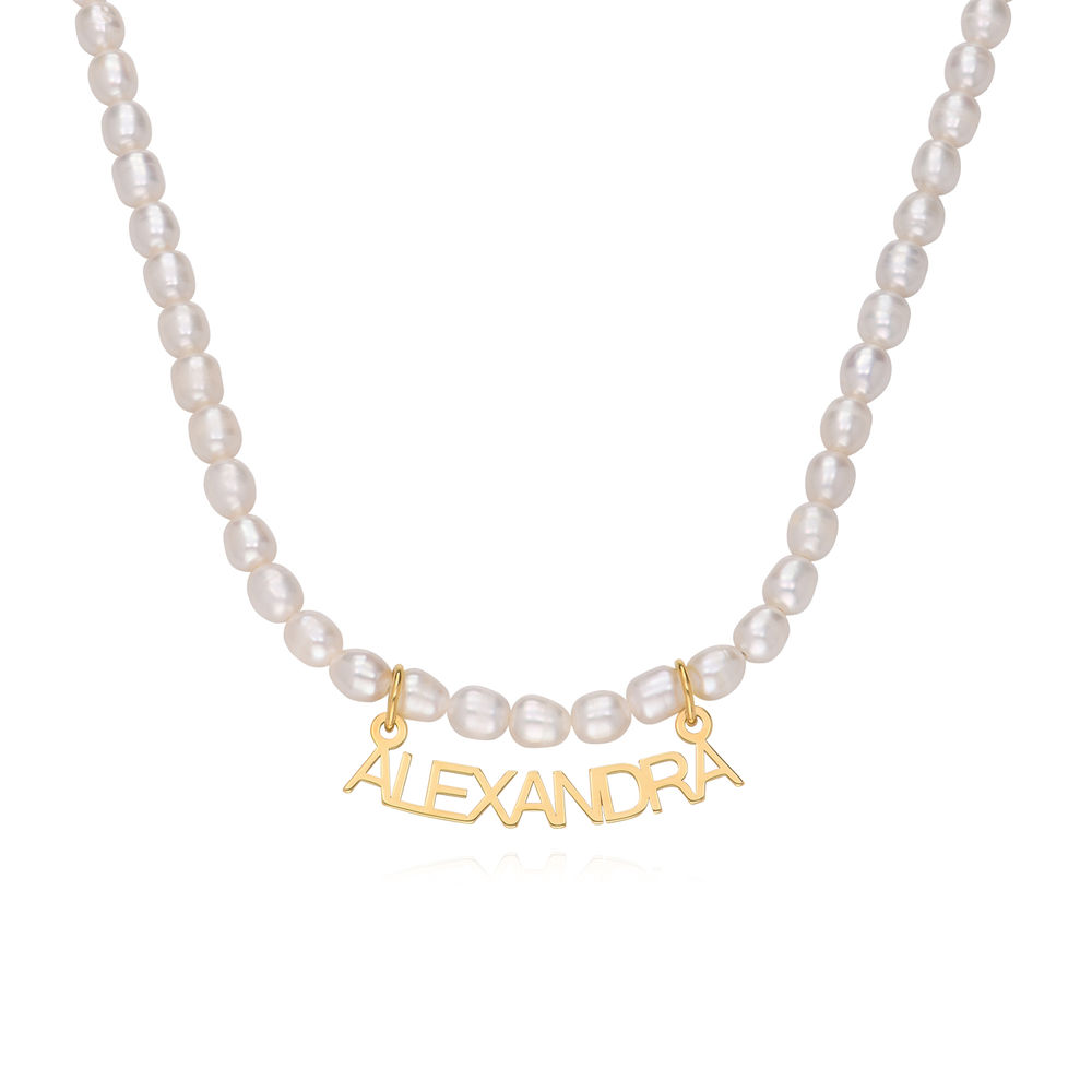 Chiara Pearl Name Necklace in Vermeil