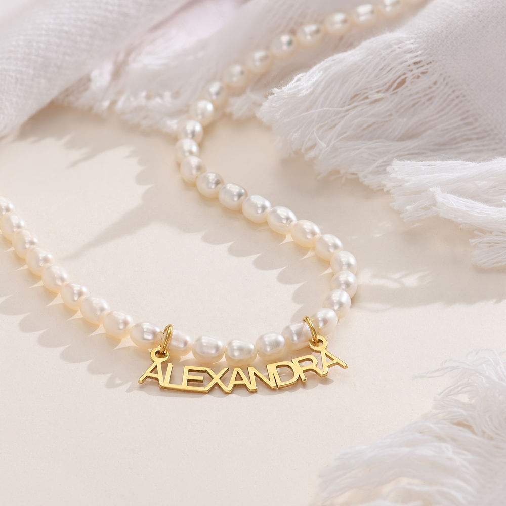 Chiara Pearl Name Necklace in Vermeil - 1