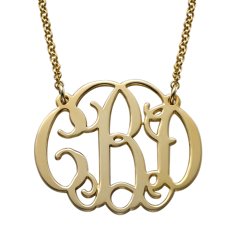 Celebrity Monogram Necklace in 18k Gold Plating