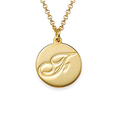 Script Initial Pendant Necklace in 18k Gold Plating