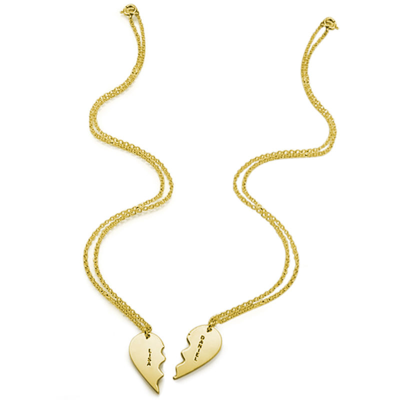 Broken Heart Necklace for Couples in Gold Plated - 1