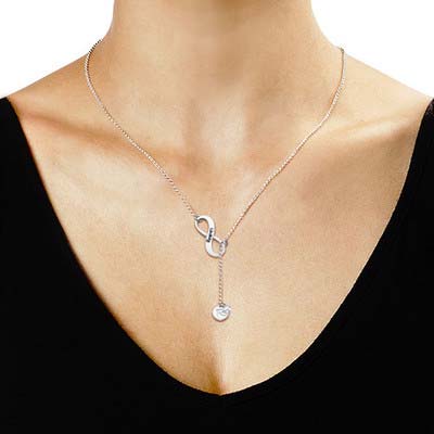 Infinity Y Shaped Birthstone Necklace with Initial - 1