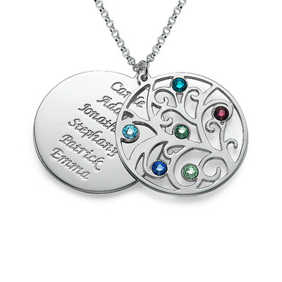 Filigree Family Tree Birthstone Necklace - 1