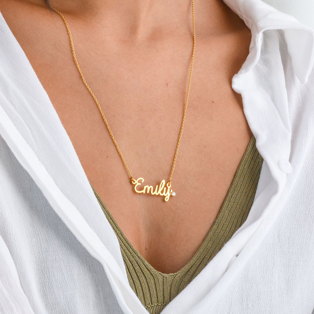 Cursive Name Necklace in Gold Vermeil with Diamond - 1 product photo