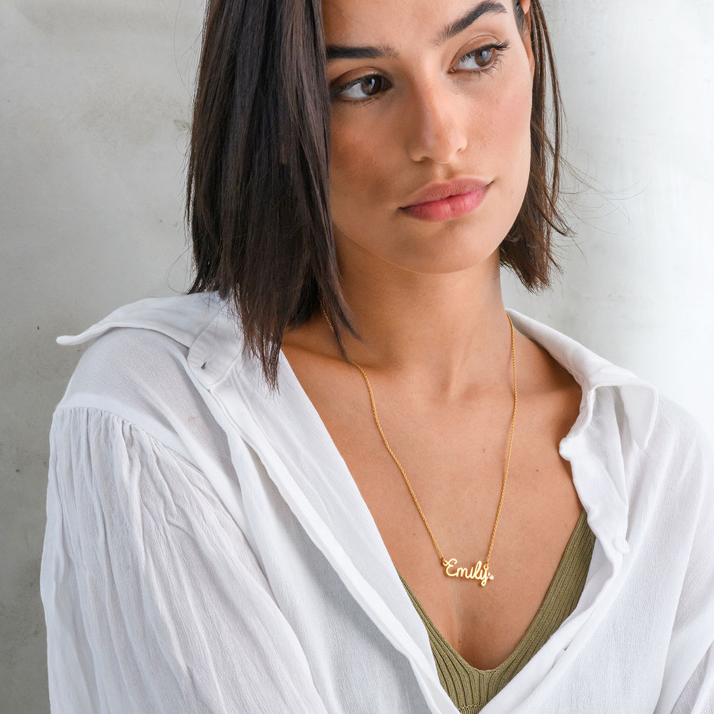 Cursive Name Necklace in Gold Vermeil with Diamond - 2 product photo