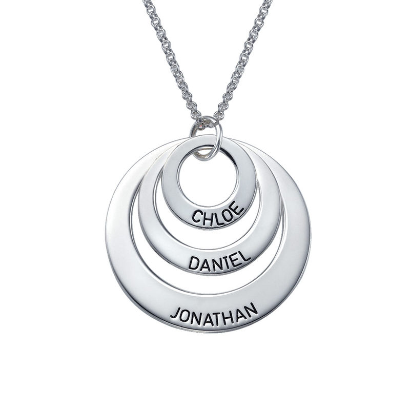 Elefezar Personalized 925 Sterling Silver 2 Disc Necklace Custom Any Names for Women,Mother 
