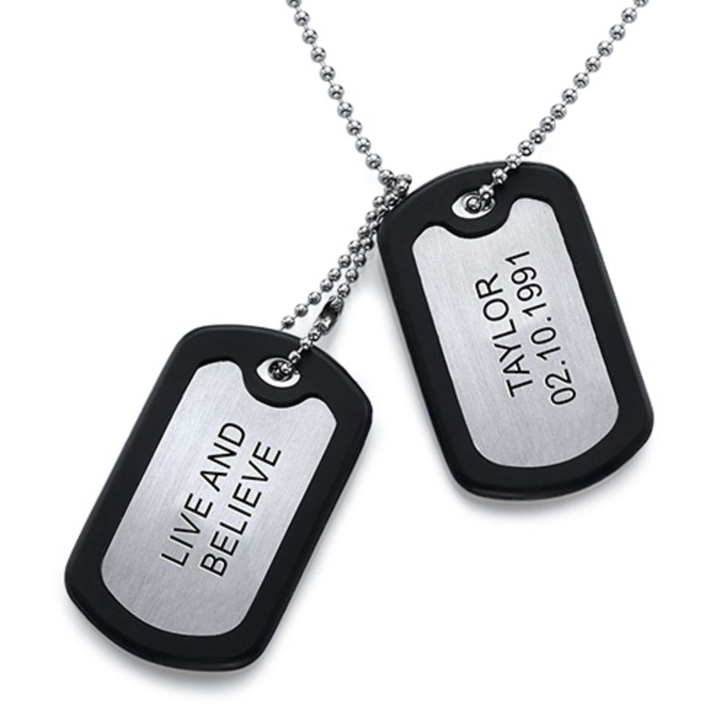 Stainless Steel Personalized Dog Tag with Two Tags - 1