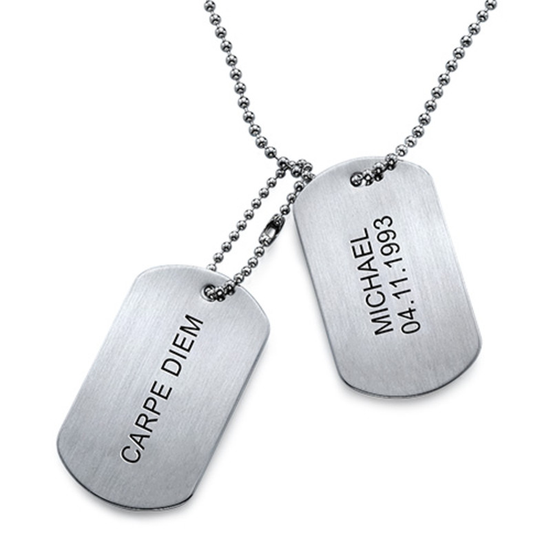 Engraved Dog Tags Necklace in Stainless Steel - 1