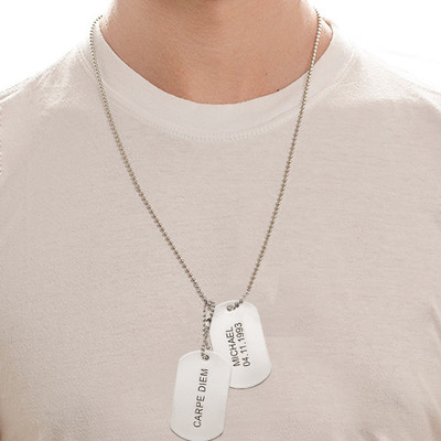Engraved Dog Tags Necklace in Stainless Steel - 2