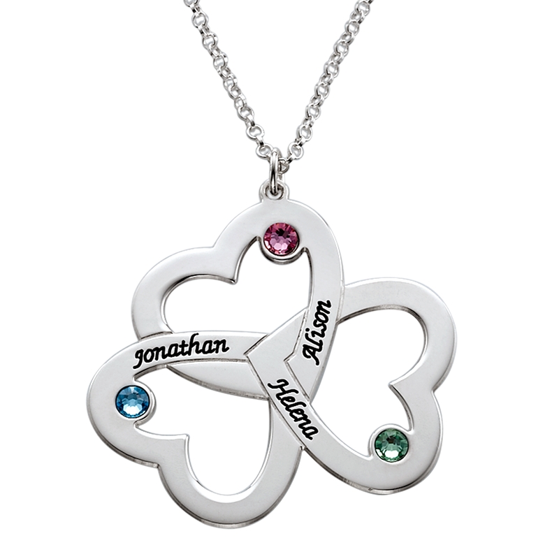 Personalized Triple Heart Necklace product photo