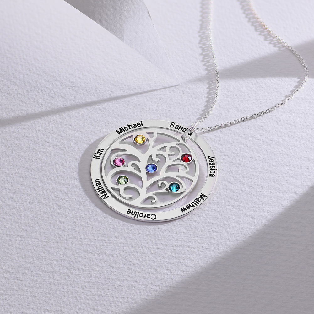 Family Tree Birthstone Necklace in Sterling Silver - 1