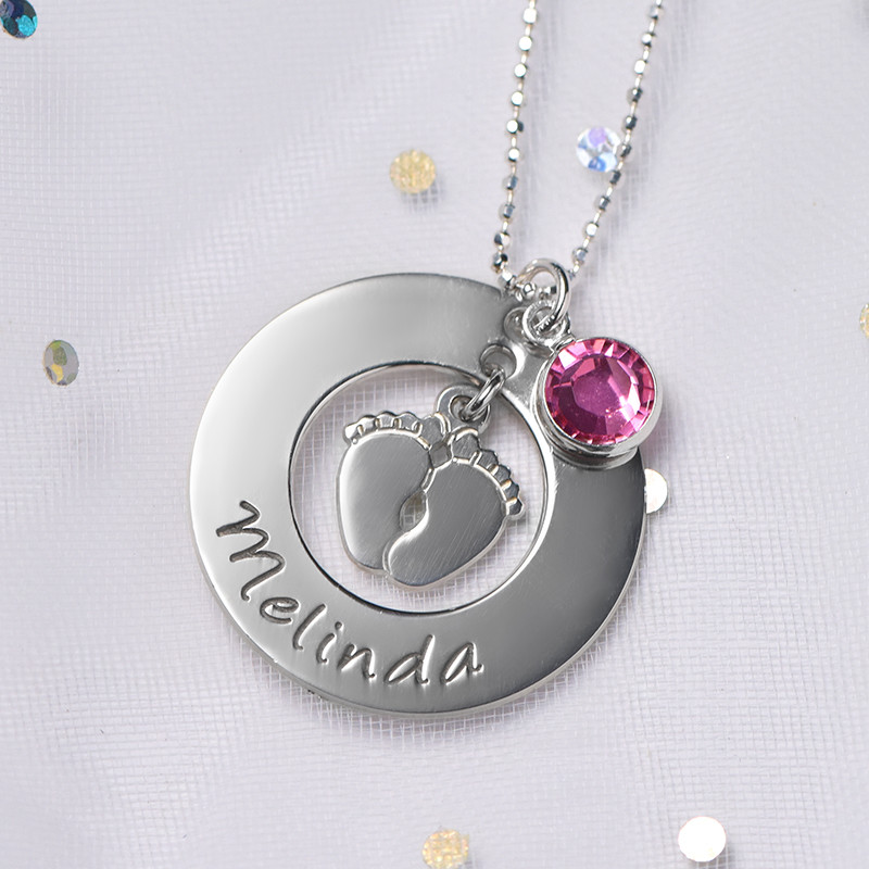 New Mom Necklace with Baby Feet - 4