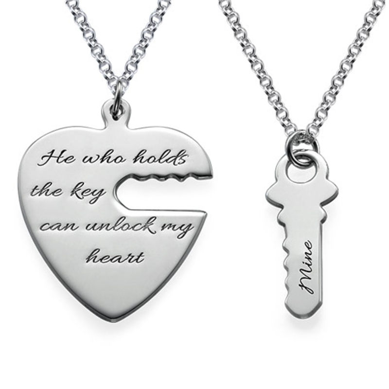 Engraved Key to My Heart Necklace