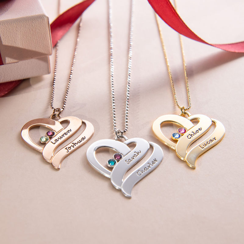 Two Hearts Forever One Necklace with Birthstones - 2 product photo
