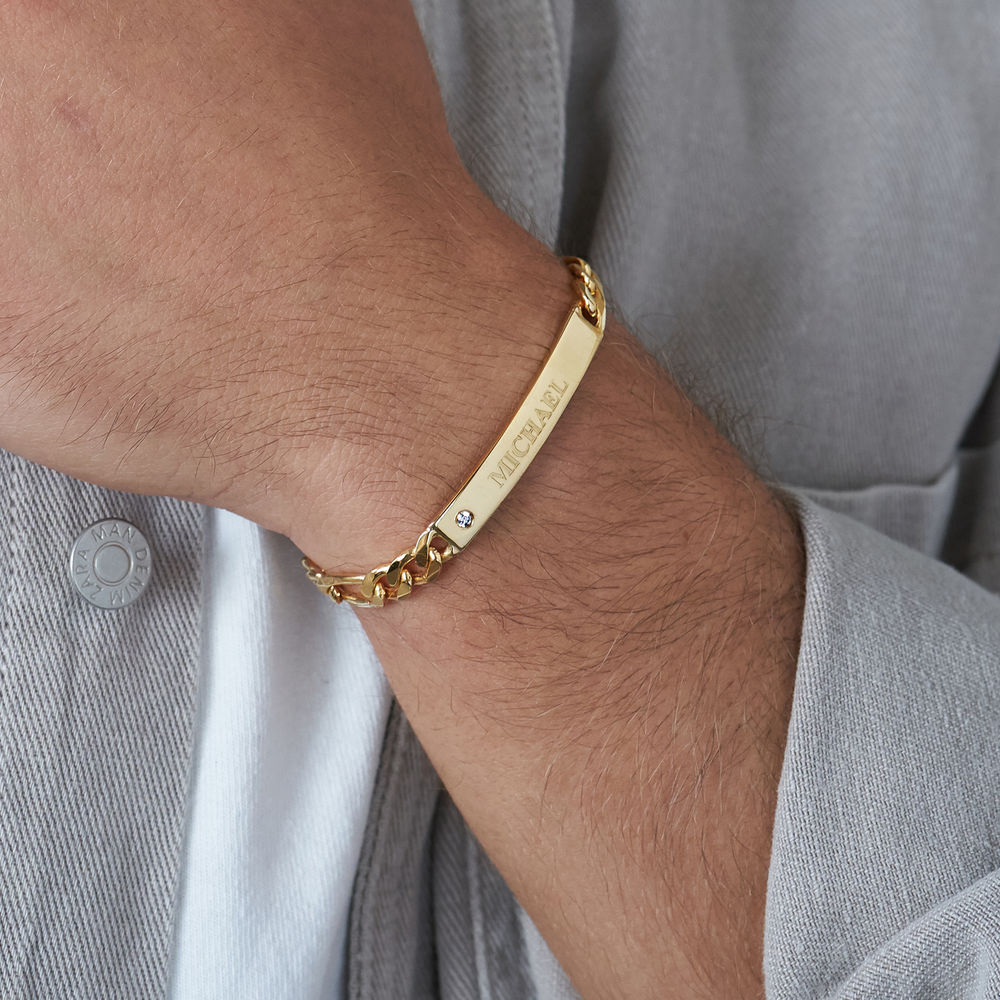 ID Bracelet for Men in Gold Plated with Diamond - 3 product photo