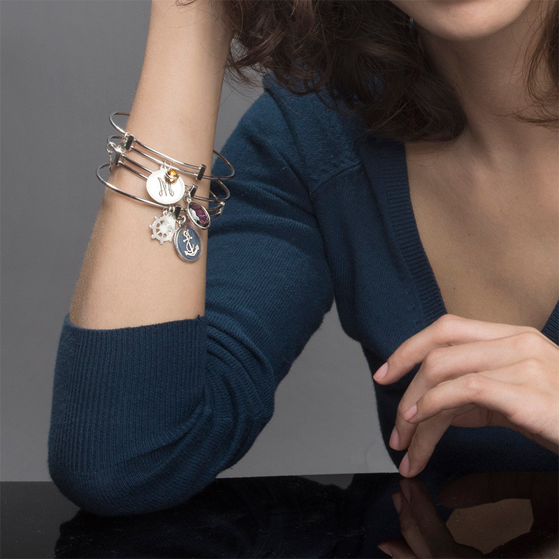 Initial Bangle with Charms - 3 product photo