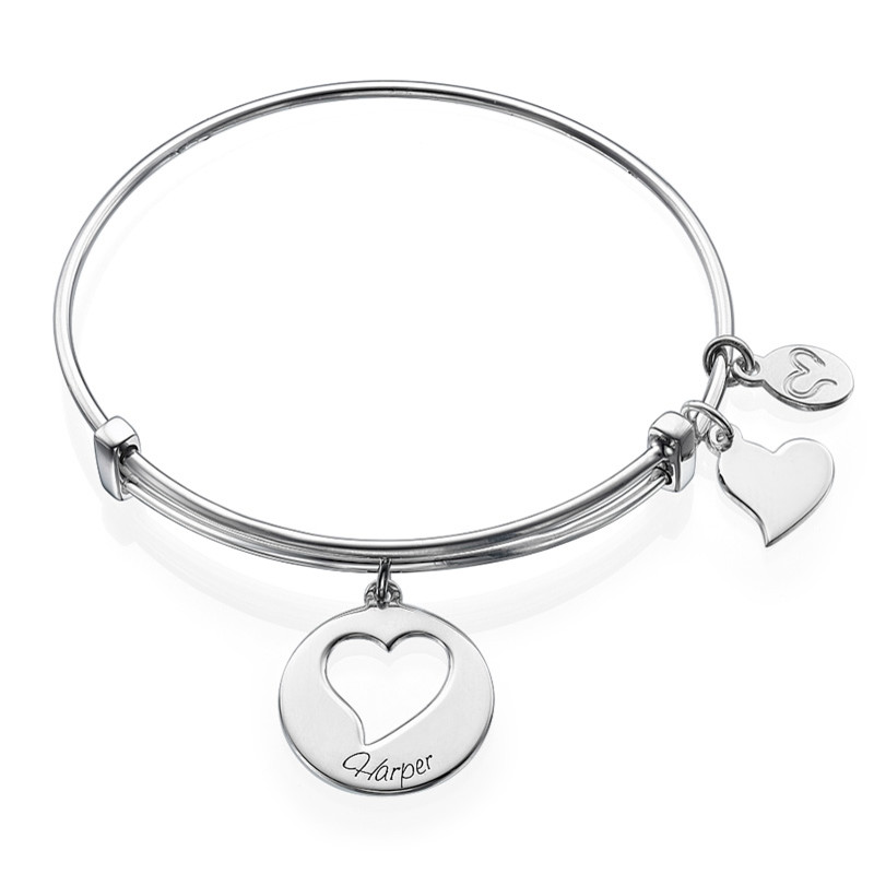 Heart Charm Bangle Bracelet product photo