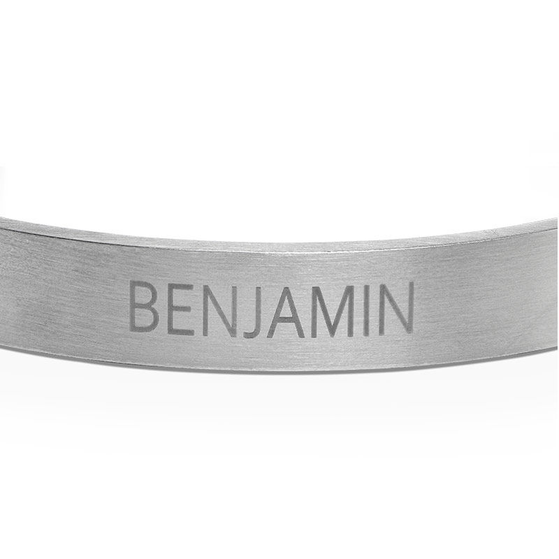 Personalized Cuff Bangle Bracelet for Men in Stainless Steel - 1 product photo