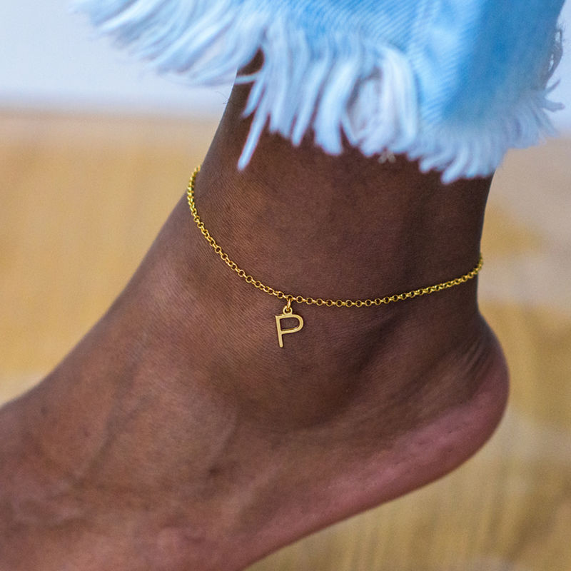 Ankle Bracelet with Initial in Gold Plating - 2 product photo