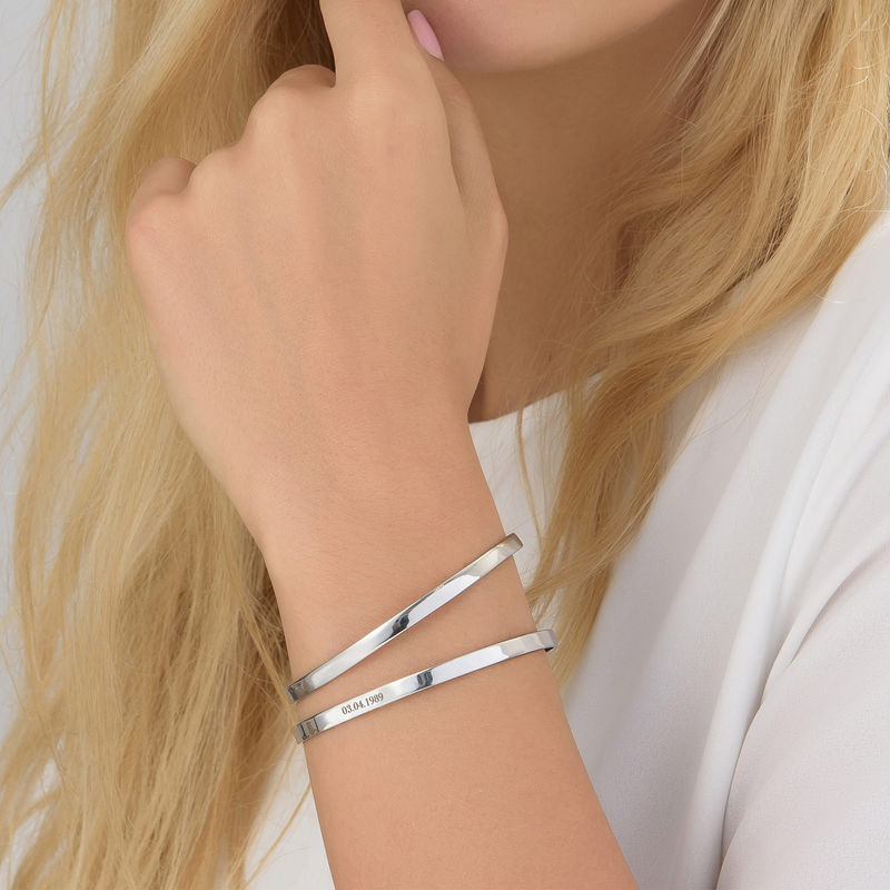 Numeral Date Bangle in Sterling Silver - 2