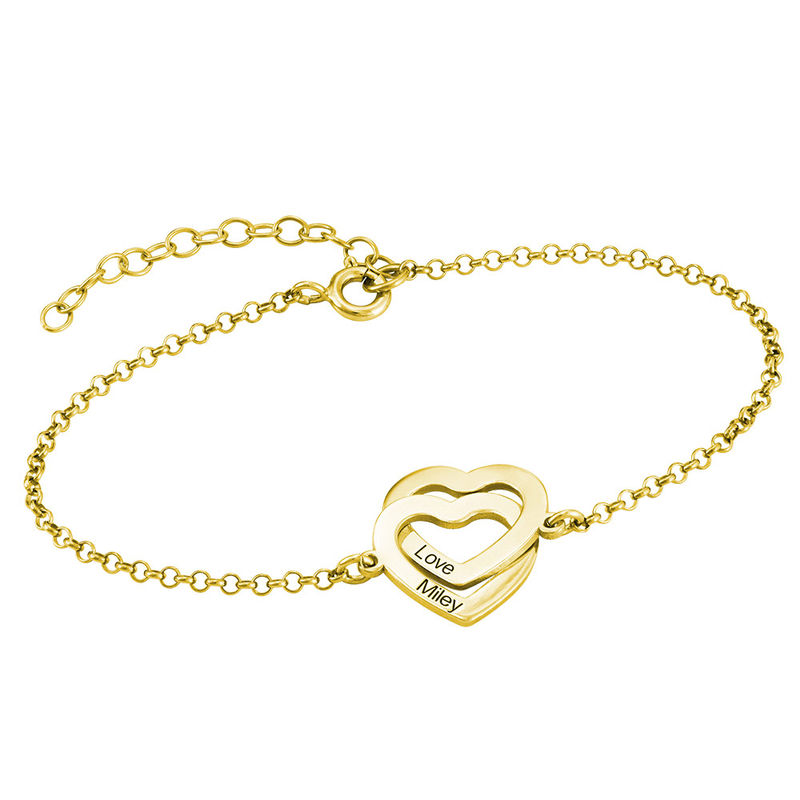 Interlocking  Adjustable Hearts Bracelet with 18K Gold Plating - 1 product photo