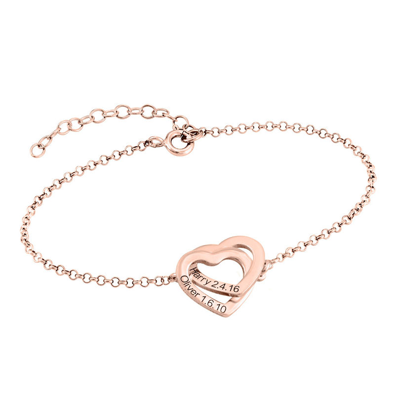 Interlocking Adjustable Hearts Bracelet with 18K Rose Gold Plating - 1 product photo
