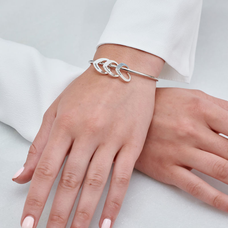 Fashion 925Sterling Solid Silver Jewelry Heart Link Bangles Bracelet K191