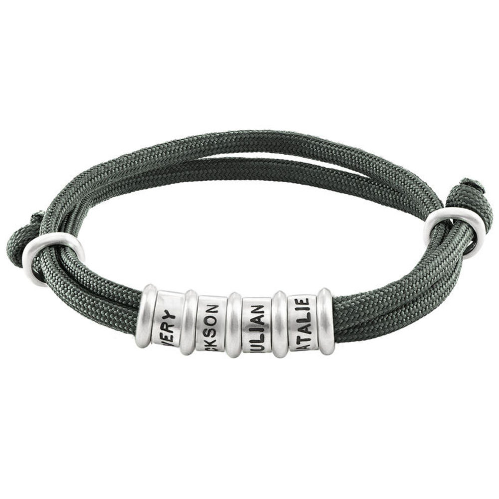 Men Black Cord Bracelet with Custom Beads - 1 product photo